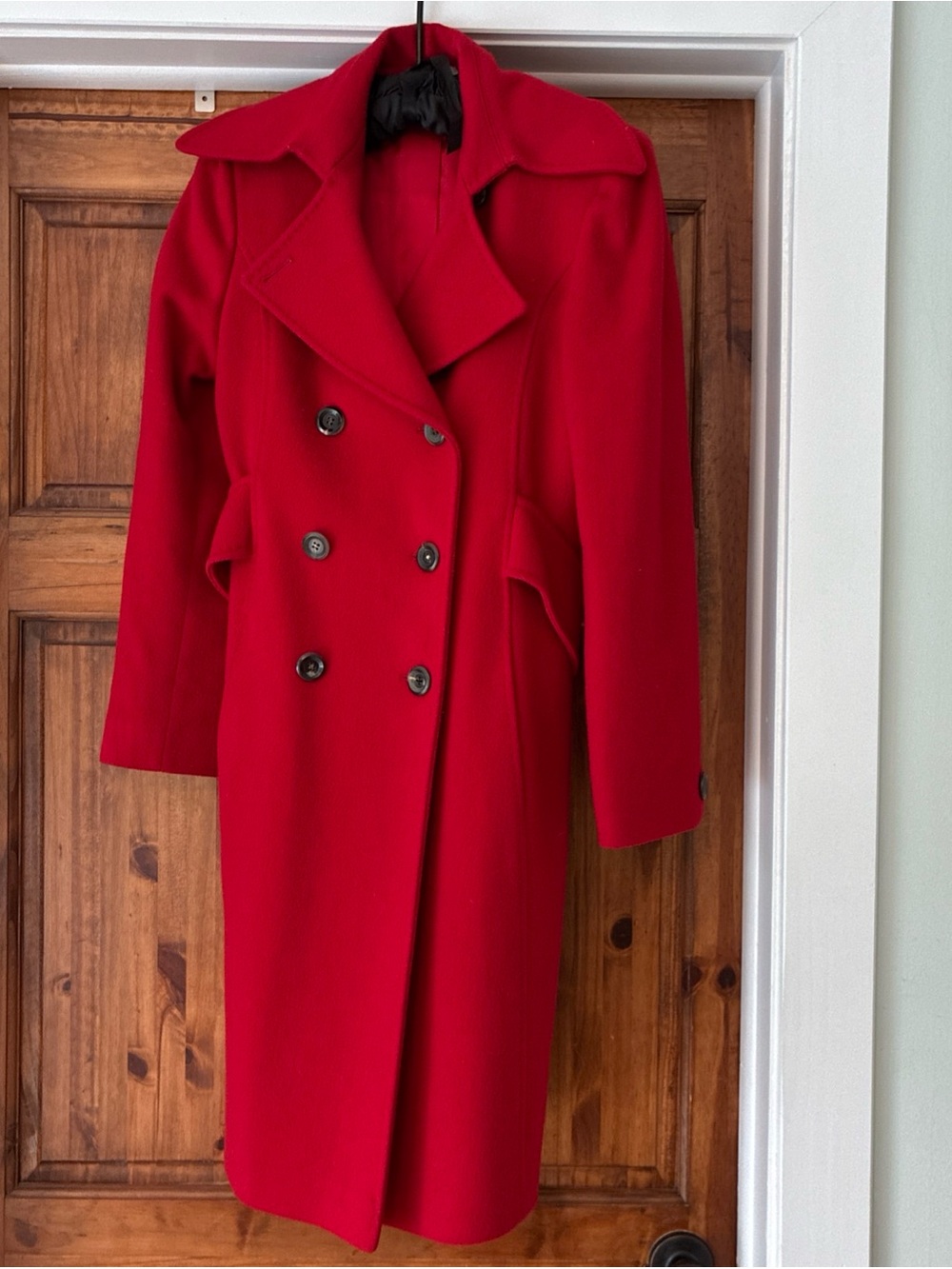 Fleurette Loro Piana Lambswool Red Double Breasted Coat Size 4 Made In USA